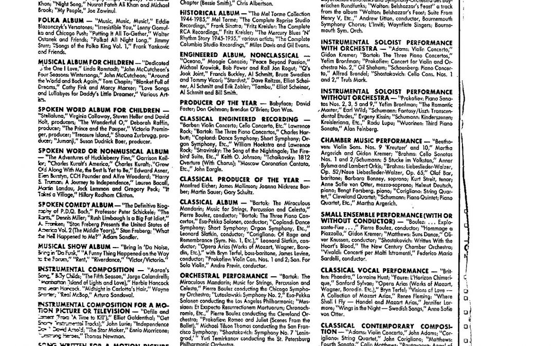 Grammy List: 1997